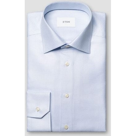 Eton Overhemd Rich Texture Houndstooth King Twill Licht Blauw / male