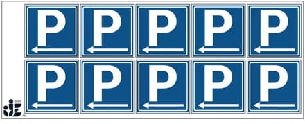 Parkeerplaats links sticker | 5 x 5 cm - 10 stuks per vel