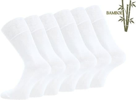 6 paar SQOTTON® Bamboe sokken - Naadloos - Heren & Dames - Wit - Maat 43-46