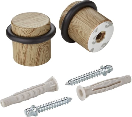 SOTECH set van 2 deurstoppers STOPPER vloerbevestiging (Ø 36 mm, hoogte 32 mm, eiken decor) Deurstopper met rubberen buffer