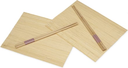 Kinvara Sushi placemats en eetstokjes voor 8 pers. beige - Sushi set