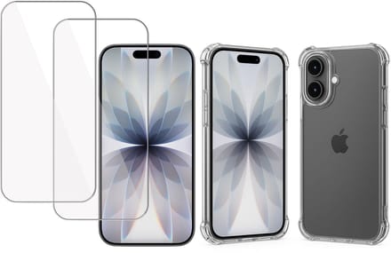TechNow Hoesje + 2x Screenprotector geschikt voor iPhone 17 Hoesje Screenprotector - Tempered Glass - Extreme Shock Case Transparant