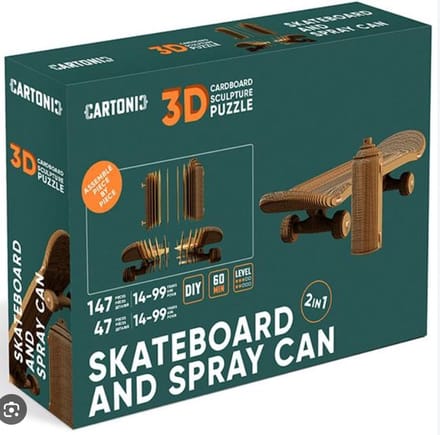 CARTONIC- Skateboard And Spray Can- 3D Puzzel-Speelgoed- Puzzel-DIY- Creatief- Karton- Kinderen en volwassen- 3D- puzzel-