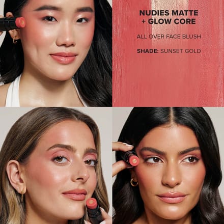 NUDESTIX Nudies Matte and Glow Core All Over Face Blush Colour 6g (Various Shades) - Sunset Gold