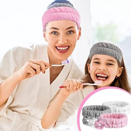 Zachte washoofdband met strik - 3-pack