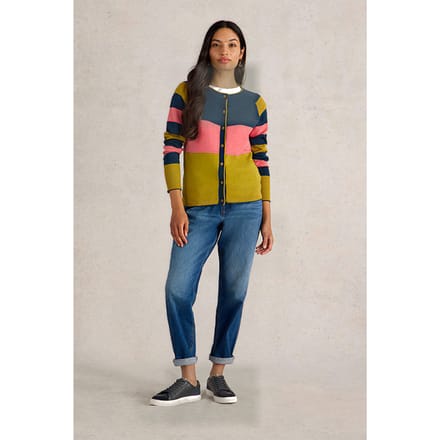 White Stuff Lulu Stripe Cardi Chartreuse Multi Taglia: 6 | Cardigan Outlet | Donna | Verde