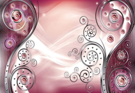 Fotobehang Abstract Modern Pattern Pink | PANORAMIC - 250cm x 104cm | 130g/m2 Vlies