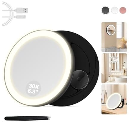 Solidchoice - Cosmetica Spiegel met Verlichting - 30x Vergroting en Suction Cup