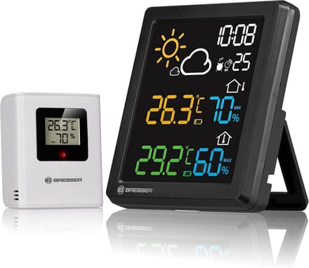 Kleuren Weerstation met Thermo-Hygro Buitensensor - Max./Min. Waardeopslag, DCF Tijdsturing en Wekfunctie