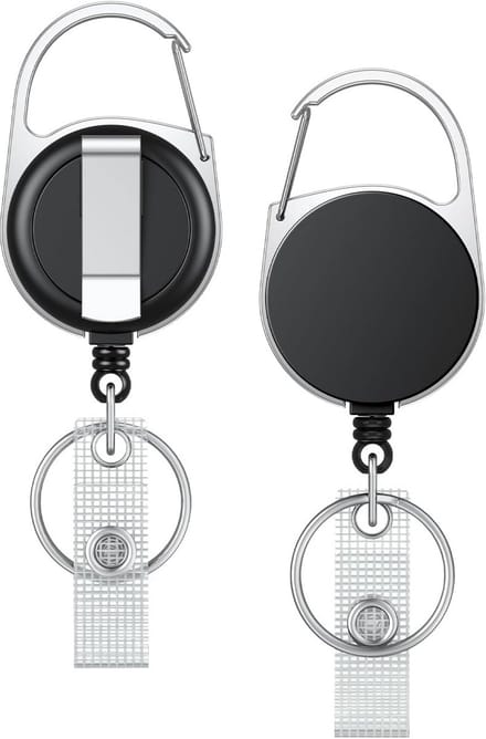 2-Pack Intrekbare Badge Reel voor Badge Houder - Zwart
