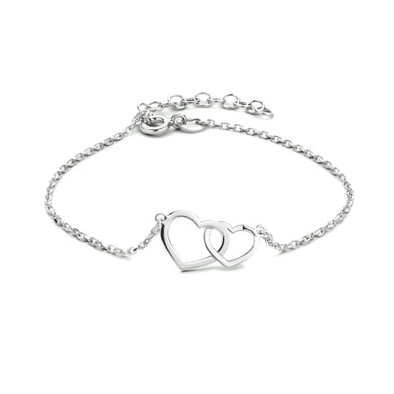 Zilver Gerhodineerde Armband hartjes 1 1333997