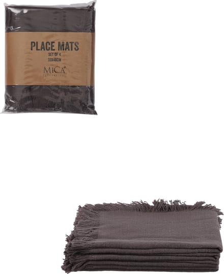 Mica Decorations Xavie Placemat - Set van 4 - L48 x B33 cm - Grijs