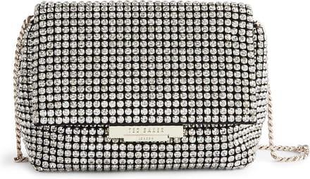 Ted Baker Schoudertas Avondtas Gliters Crystal Mini Crossbody Bag Silver Zilverkleurig