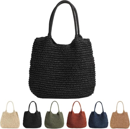 Strooien Schoudertas voor Vrouwen - Grote Capaciteit Strandtas in Boho-stijl