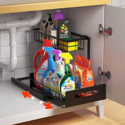 Gootsteenkast Organizer - Zwart - Keuken Organizer - Uitschuifbaar - Gootsteenrek
