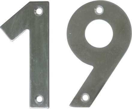 AMIG Huisnummer 19 - massief Inox RVS - 10cm - incl. bijpassende schroeven - zilver