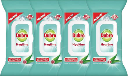 4 x Dubro Vochtige doekjes Hygiëne - Eucalyptus geur - 4 x 80 doekjes