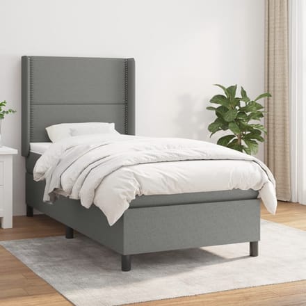 vidaXL - Boxspring - met - matras - stof - donkergrijs - 100x200 - cm