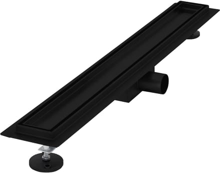 LuxeBath douchegoot 70 cm 2in1, betegelbaar, extra plat, roestvrij staal, zwart, dubbelzijdige vloerafvoer, complete set vloerbevestiging, doucheafvoer, sifon met geurstop, haarzeef, afvoergoot douche