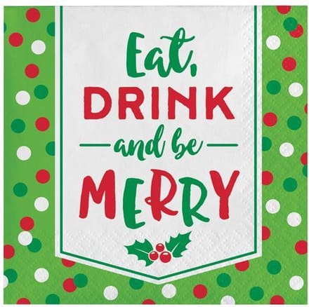Servetten kerst be merry (25x25cm, 16st)