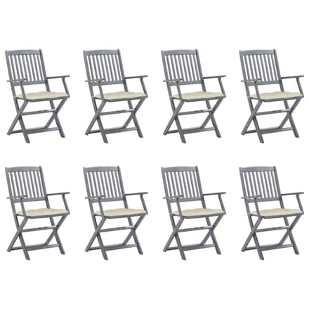 vidaXL - Inklapbare - stoelen - 8 - st - met - kussens - massief - acaciahout