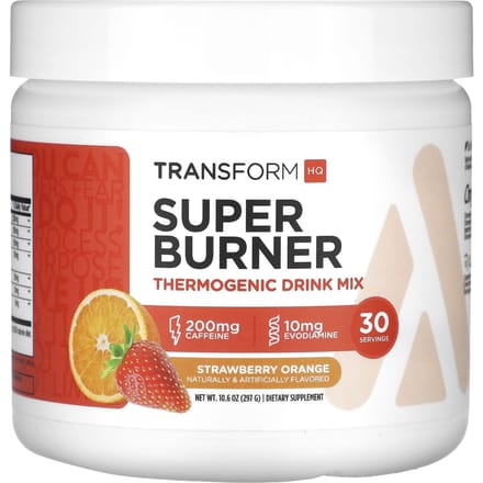 TransformHQ, Super Brûleur, Boisson Thermique en Poudre, Fraise Orange, 10,6 oz (297g)