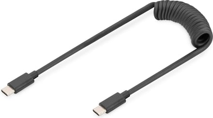 Digitus AK-300431-006-S USB-C Adapter [1x USB-C - 1x USB-C] Zwart Spiraalkabel 1 m