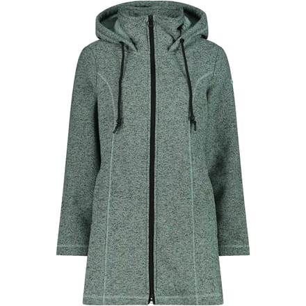 Parka met capuchon van nepbont in technische gemêleerde fleece vrouw CMP