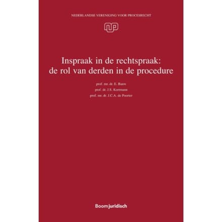 Inspraak In De Rechtspraak: De Rol Van Derden In De Procedure - Nederlandse Vereniging Voor - J.C.A. de Poorter
