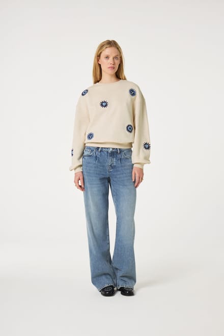 Fabienne Chapot Luna Sweater Oatmeal Melange Maat: S | Sweaters Outlet | Dames | Beige