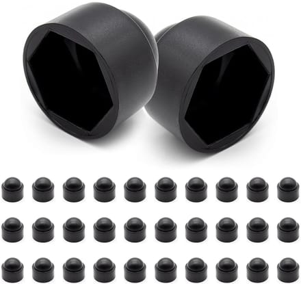 Solidchoice - Set van 30 Zwarte Plastic Hex Moerkappen voor M10
