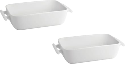 BonBistro Ovenschaal Yong Squito - Rechthoekige Gratinvorm - Baking Dish - Porselein Wit - Vaatwasserbestendig Magnetronbestendig - 19 x 12 x 6 cm / 720 ml / 2 Stuks