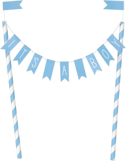 UNIQUE - Taarttopper "It's a boy" blauw 25 x 22,5 cm voor babyshower