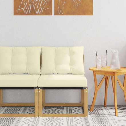 vidaXL - Buiten - Midden - Sofa - Massief - acaciahout - en - Textilene-stof - Wit