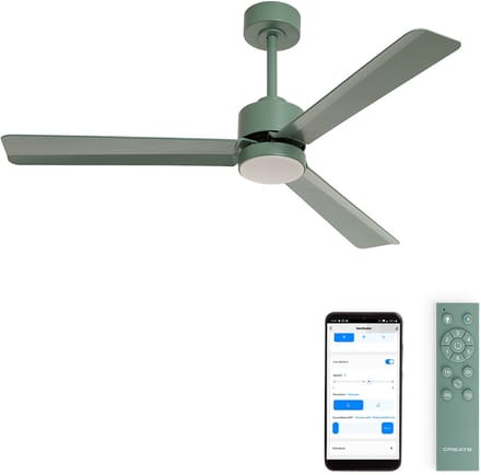 CREATE - Stille plafondventilator 40W met licht - Sage - Ø132cm - WIFI + Afstandsbediening - WIND MODERN