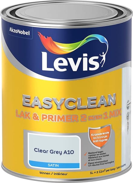 Levis - Easyclean Lak & Primer 2-In-1 Mix - Clear Grey A10 - Mengverf - 1 L