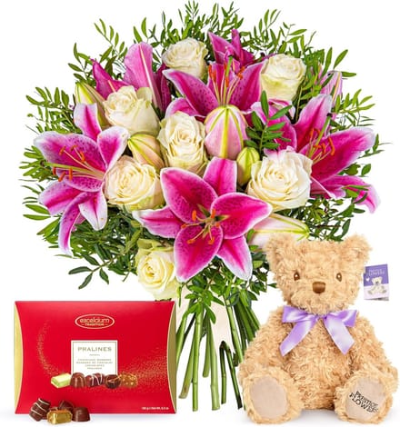 Verse Bloemen - Boeket Samenstelling - Elegant Cadeau - Handgemaakt Ontwerp - 60x30x30 cm - Multicolor