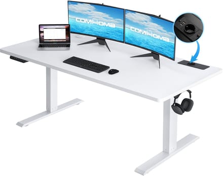 COMHOMA - Elektrisch Zit Sta Tafel 160x70 cm - Met Geheugenfunctie - Wit