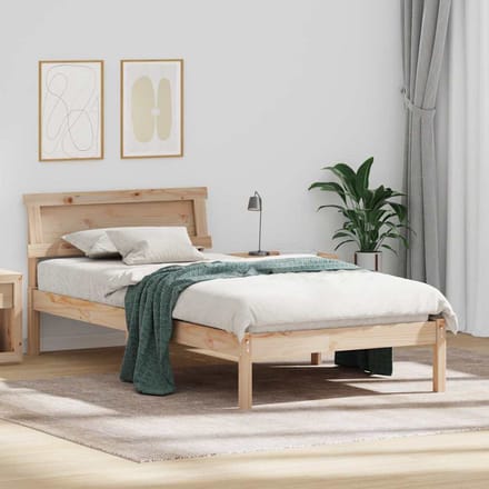vidaXL - Bedframe - met - hoofdeinde - Bruin - 100 - x - 200 - cm - Massief - grenenhout