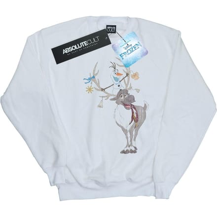 Disney Heren Frozen Sven en Olaf Kerst Ornamenten Sweatshirt (Wit)