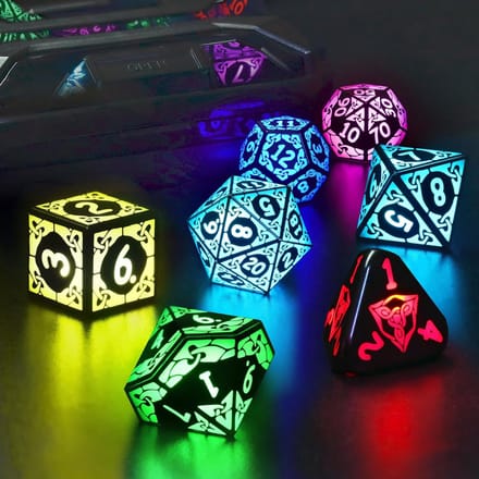 Oplaadbare LED Dobbelstenen Set RGB Lichtgevende Kubussen voor D&D en Rollenspellen