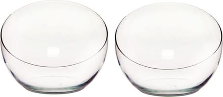 Bellatio Design Bolvaas schuine schaal - 2x - transparant gerecycled glas - D21 x H16 cm