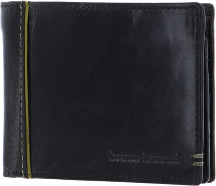 bruno banani Leren Portemonnee Wallet Black / Green Zwart