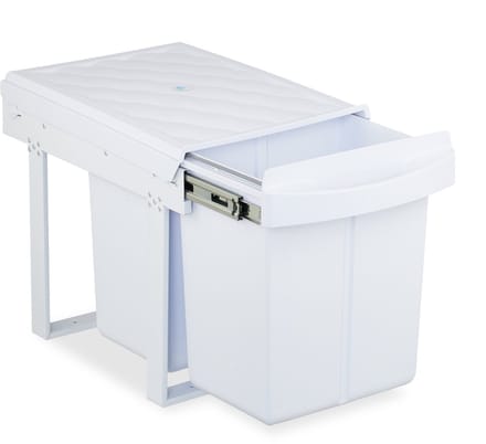 inbouw prullenbak - 2 vakken - 2x 20 l - keukenkastje - uittrekbaar - wit