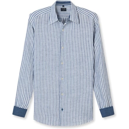 OLYMP Casual regular fit overhemd - structuur - royal blauw met wit gestreept