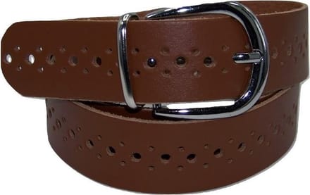 100% leer- 3 cm breed - Damesriem met gaatjes - cognac - taillemaat 100 cm.