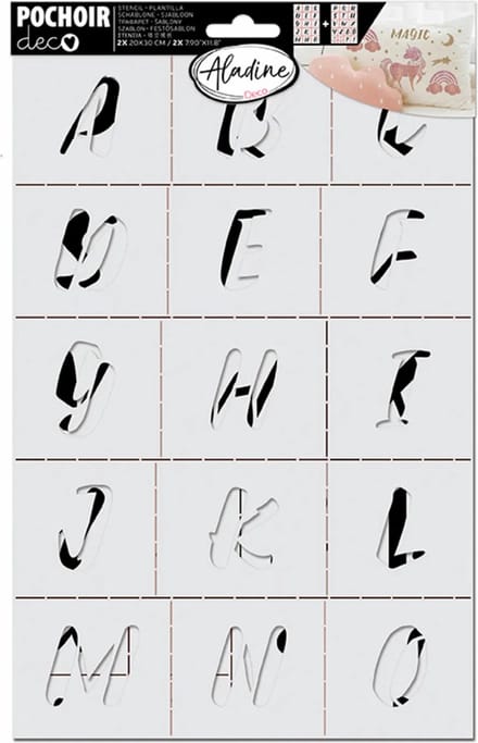 Aladine sjabloon set alfabet 20x30 cm - creatieve stencil voor kinderen.