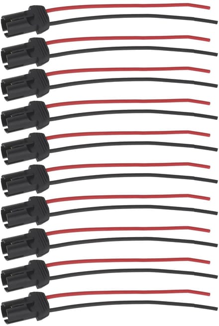 Allecto - Voorbedrade T10 Push Auto Licht Socket - 10 Stuks - Zwart