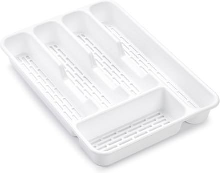 PlasticForte Bestekbak - wit - 5-vaks - 24 x 34 x 4 cm - bestekhouder