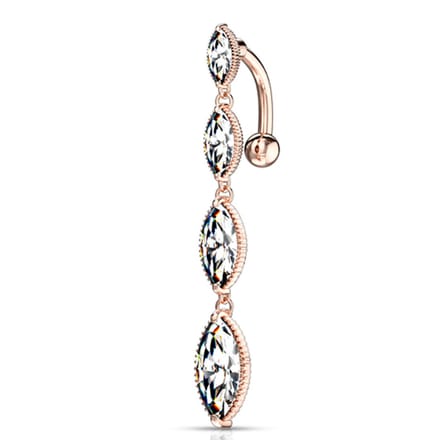 Navelpiercing 4 Marquise verticale drop - rose - LMPiercings